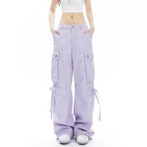 Lavender Dream Y2K Cargo Pants: Trendy Grunge Style for Summer Outfits