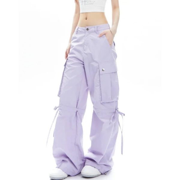 Lavender Dream Y2K Cargo Pants: Trendy Grunge Style for Summer Outfits