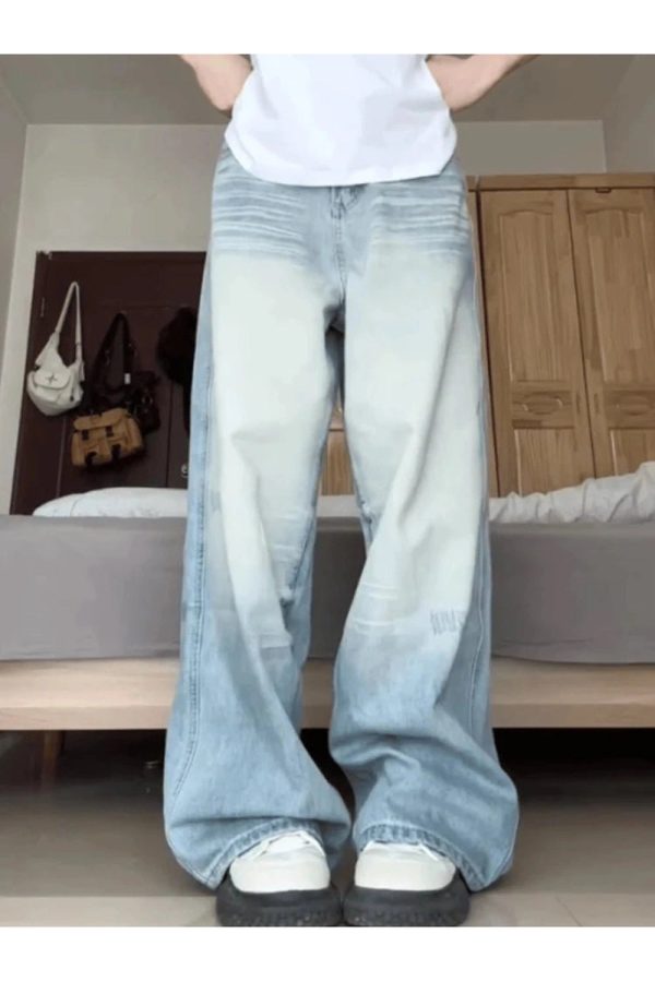 Light Wash Y2K Oversized Baggy Jeans for Effortless Summer Style