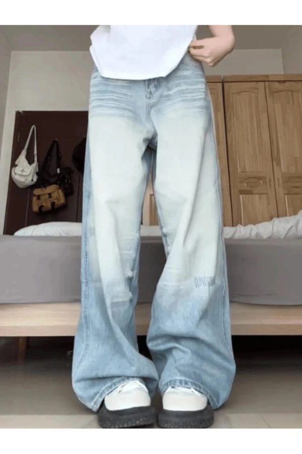 Light Wash Y2K Oversized Baggy Jeans for Effortless Summer Style