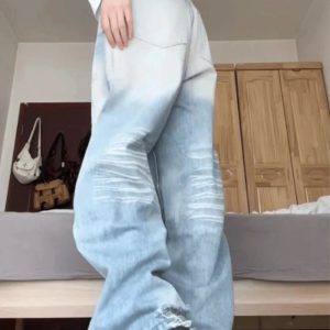 Light Wash Y2K Oversized Baggy Jeans for Effortless Summer Style