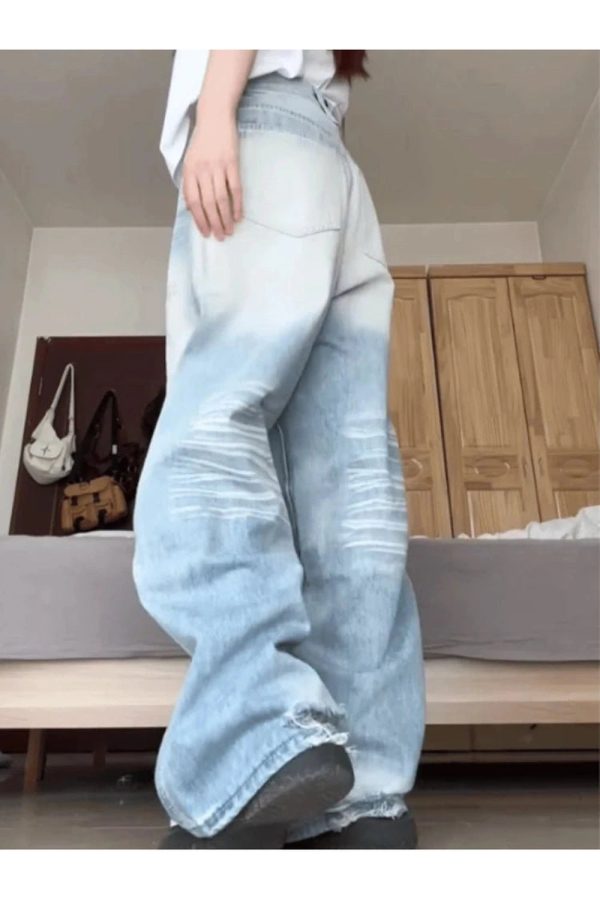 Light Wash Y2K Oversized Baggy Jeans for Effortless Summer Style