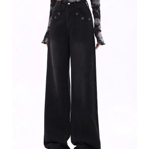 Midnight Wide-Leg Jeans: Y2K Fashion Essential for Effortless Style