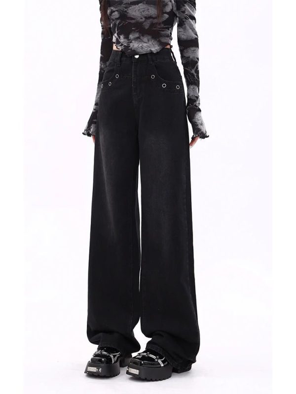 Midnight Wide-Leg Jeans: Y2K Fashion Essential for Effortless Style