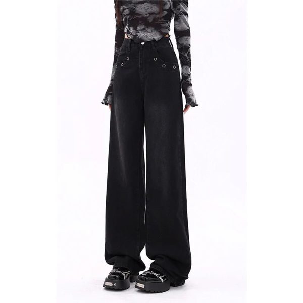 Midnight Wide-Leg Jeans: Y2K Fashion Essential for Effortless Style