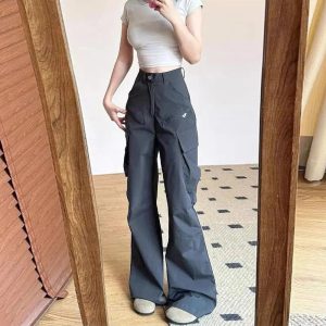 Midnight Y2K Cargo Flare Pants for Trendy Summer Outfits