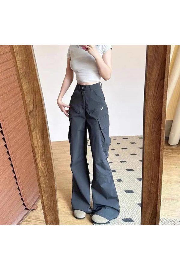 Midnight Y2K Cargo Flare Pants for Trendy Summer Outfits