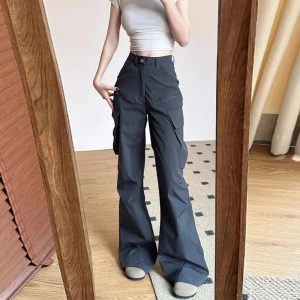 Midnight Y2K Cargo Flare Pants for Trendy Summer Outfits