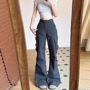 Midnight Y2K Cargo Flare Pants for Trendy Summer Outfits