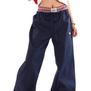 Navy Baggy Cargo Pants for Y2K Fashion and Grunge Aesthetic Outfits