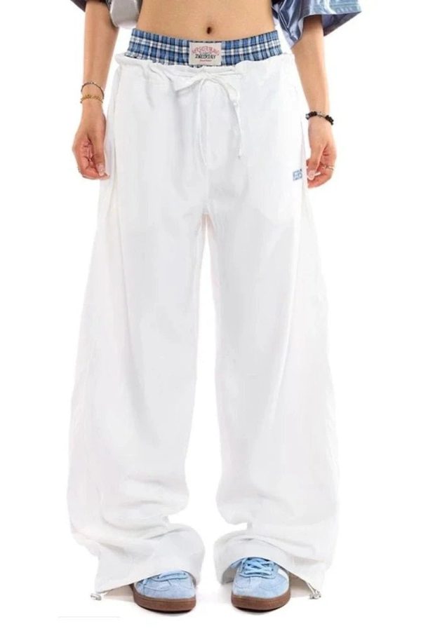 Navy Baggy Cargo Pants for Y2K Fashion and Grunge Aesthetic Outfits