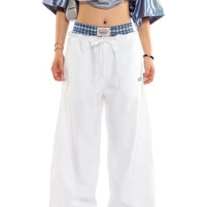 Navy Baggy Cargo Pants for Y2K Fashion and Grunge Aesthetic Outfits