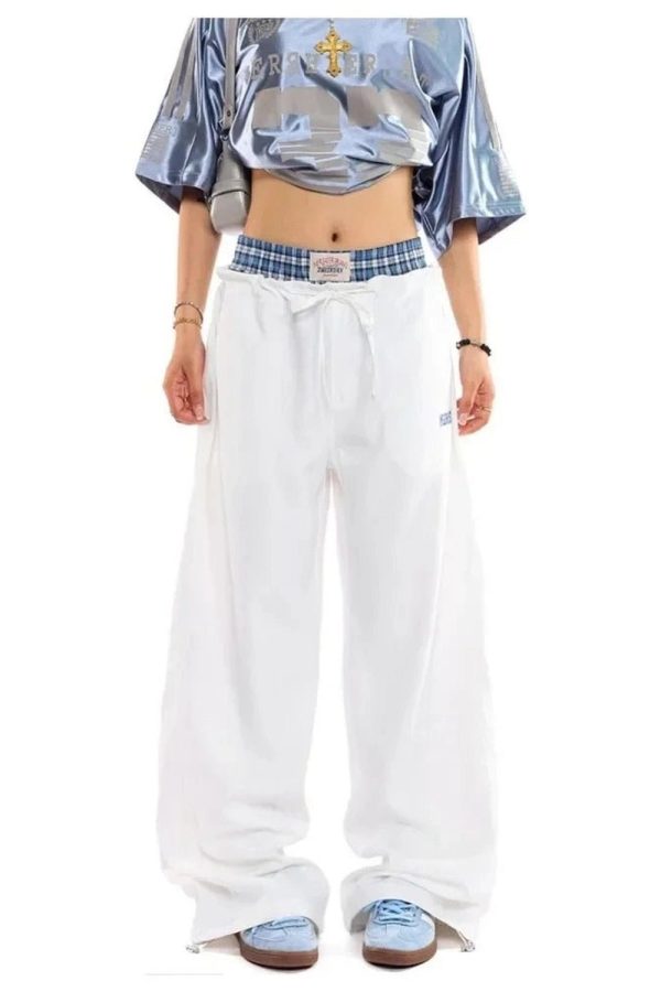 Navy Baggy Cargo Pants for Y2K Fashion and Grunge Aesthetic Outfits