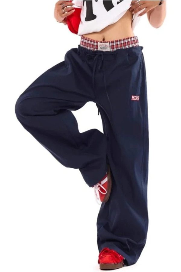 Navy Baggy Cargo Pants for Y2K Fashion and Grunge Aesthetic Outfits