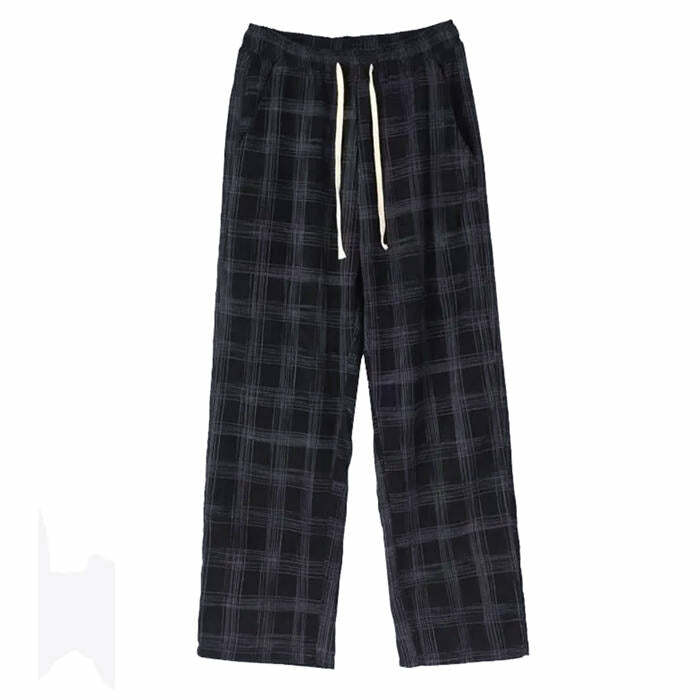 Navy Cozy Up Plaid Cargo Pants for Y2K Fashion & Grunge Aesthetic