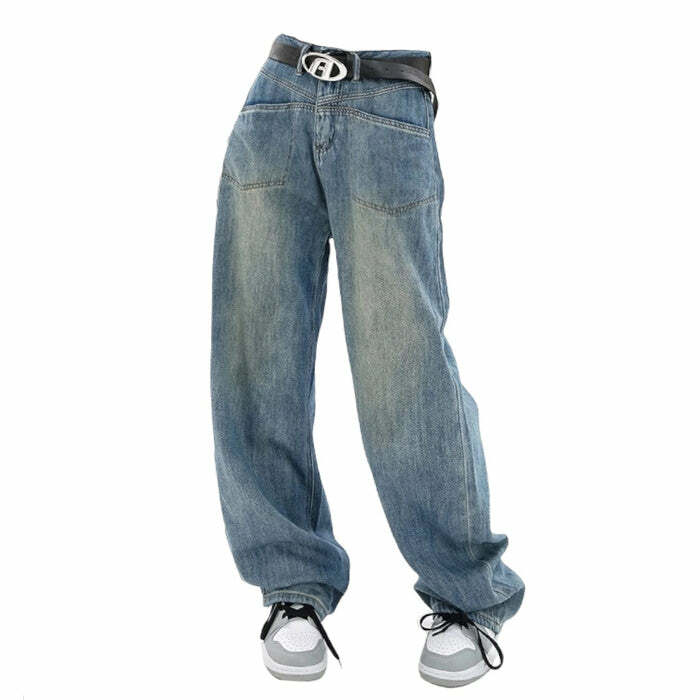 Nonconformist Wide Leg Jeans: Embrace Y2K Fashion & Grunge Aesthetic