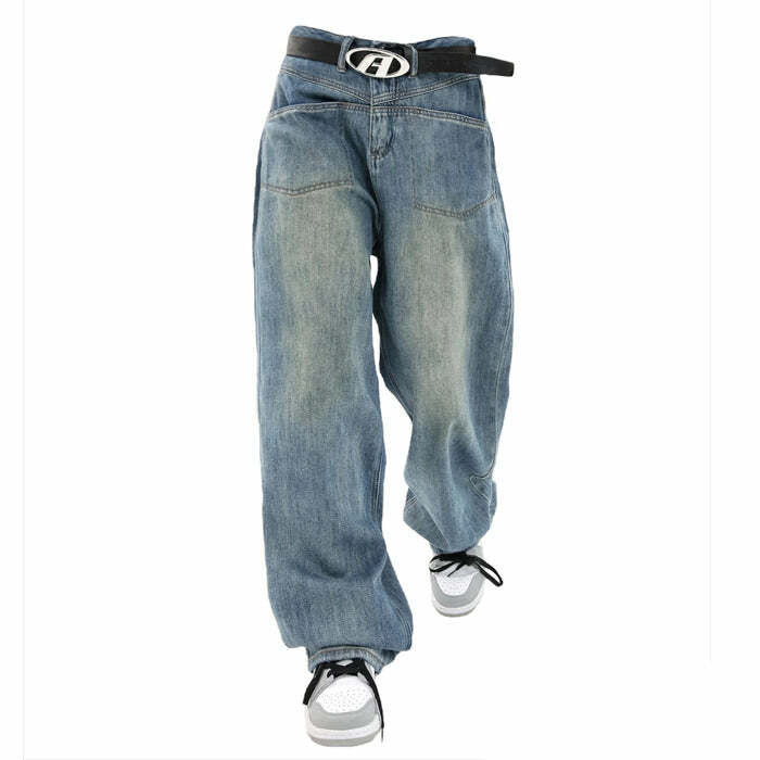 Nonconformist Wide Leg Jeans: Embrace Y2K Fashion & Grunge Aesthetic