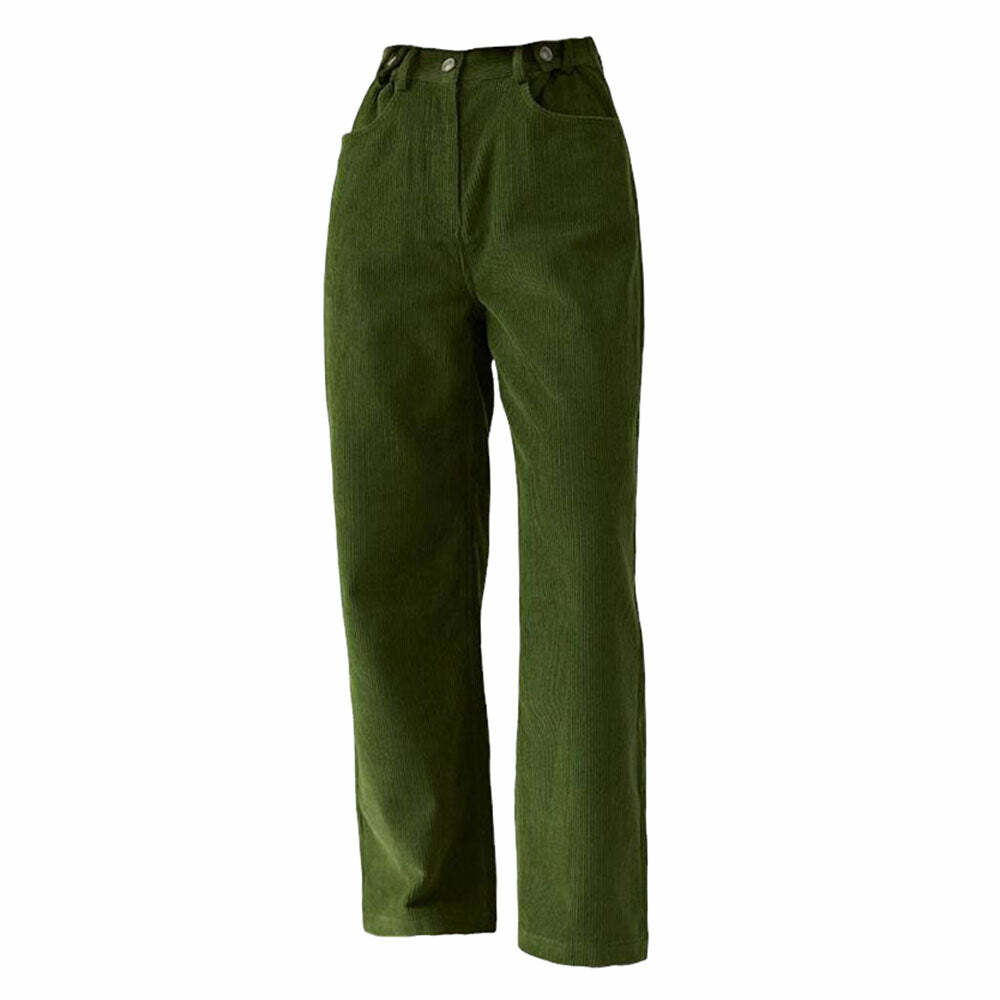 Olive Green Wide-Leg Cargo Pants for Y2K Fashion & Grunge Aesthetic