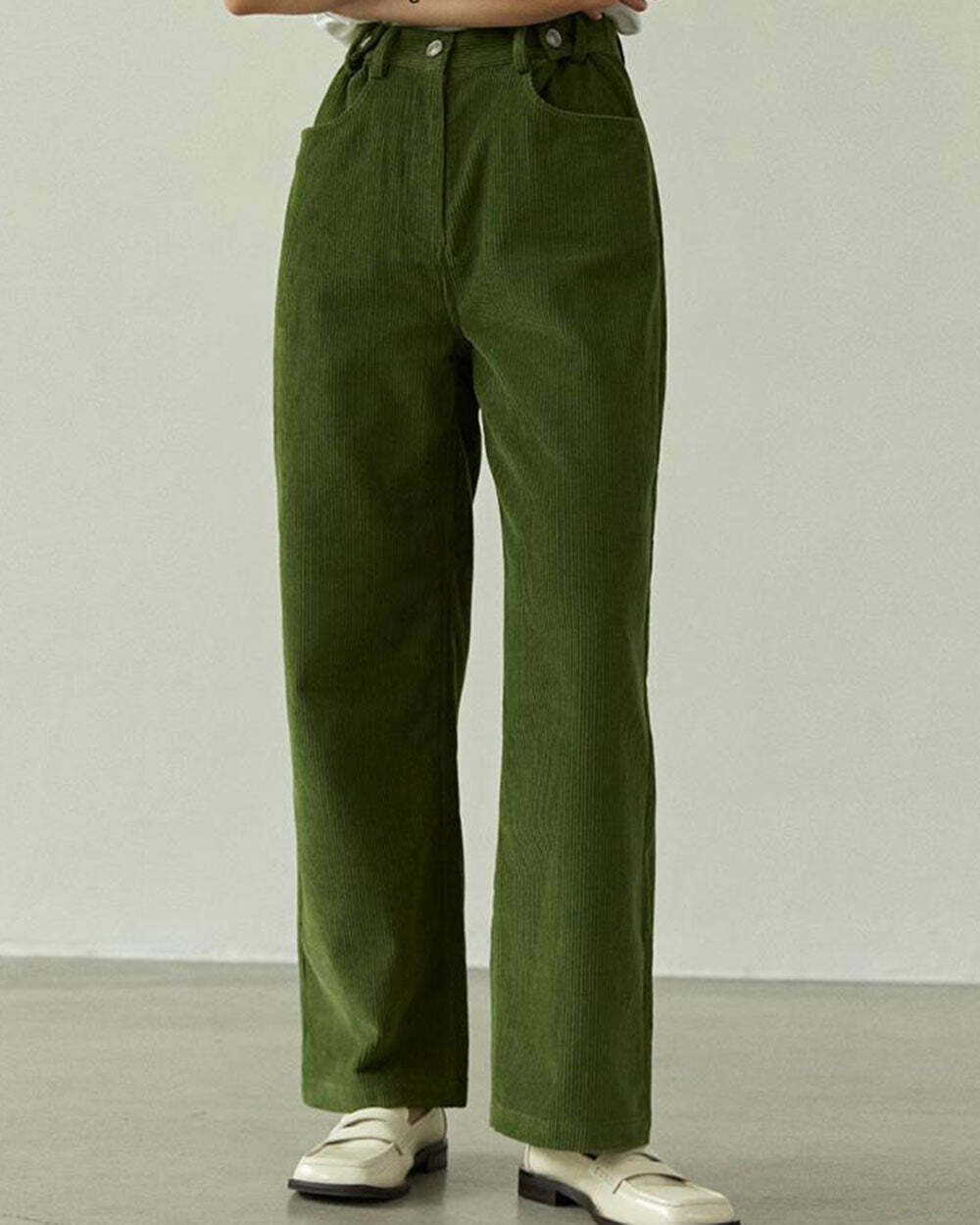 Olive Green Wide-Leg Cargo Pants for Y2K Fashion & Grunge Aesthetic