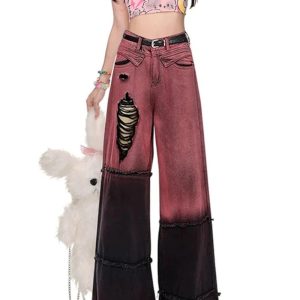 Ombre Spiral Grunge Flare Pants - Y2K Fashion Must-Have for Summer Outfits