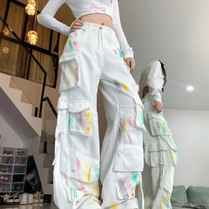 Pastel Graffiti Cargo Pants: Trendy Y2K Fashion for Effortless Style