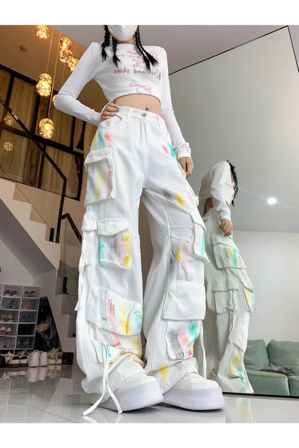 Pastel Graffiti Cargo Pants: Trendy Y2K Fashion for Effortless Style