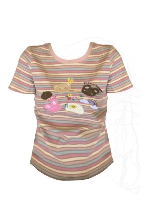 Pastel Striped Y2K Top for Summer: Trendy 90s Aesthetic Fashion