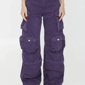 Plum Surge Cargo Pants: Y2K Fashion Essential for Trendy Summer Outfits