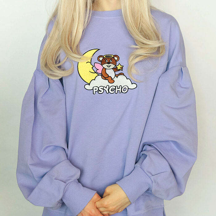 Psycho Bear Sweatshirt: Y2K Grunge Aesthetic for Trendy Outfits