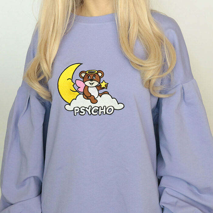 Psycho Bear Sweatshirt: Y2K Grunge Aesthetic for Trendy Outfits