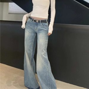 Retro High-Waisted Wide-Leg Jeans for Y2K and 90s Fashion Lovers