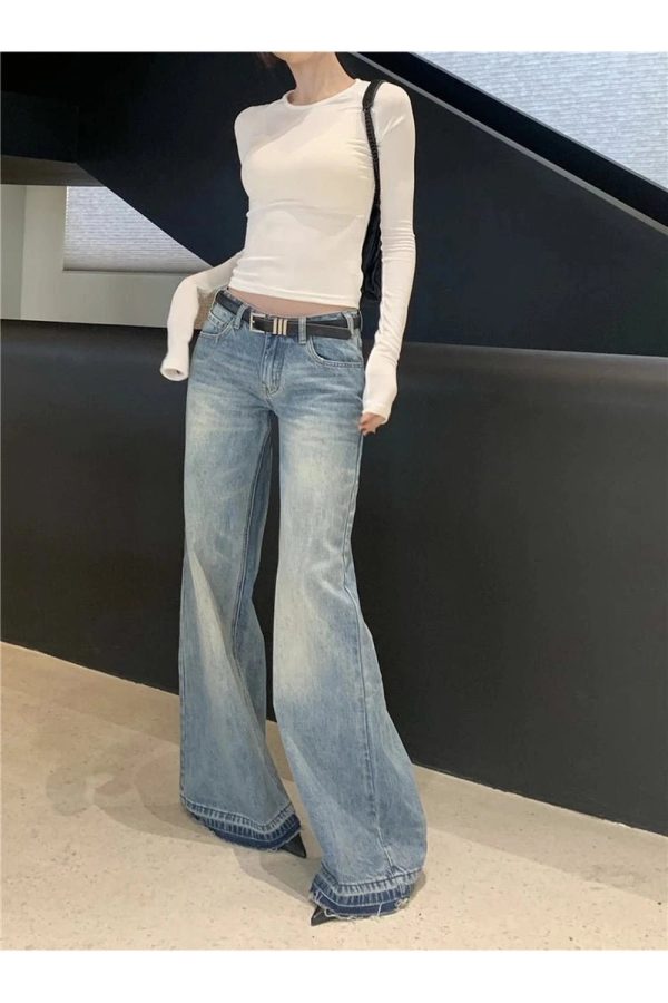 Retro High-Waisted Wide-Leg Jeans for Y2K and 90s Fashion Lovers