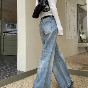 Retro High-Waisted Wide-Leg Jeans for Y2K and 90s Fashion Lovers