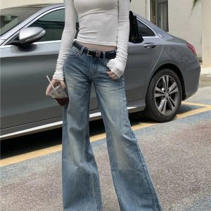 Retro High-Waisted Wide-Leg Jeans for Y2K and 90s Fashion Lovers