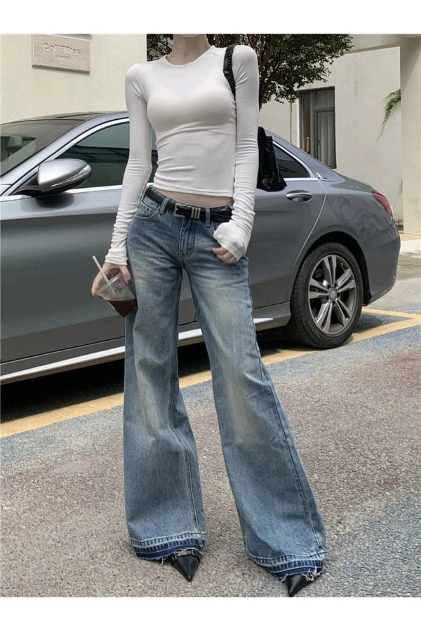 Retro High-Waisted Wide-Leg Jeans for Y2K and 90s Fashion Lovers