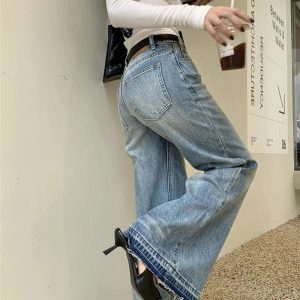 Retro High-Waisted Wide-Leg Jeans for Y2K and 90s Fashion Lovers