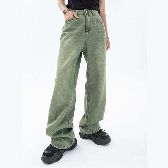 Sage Green Y2K Baggy Jeans for Trendy Summer Outfits and Aesthetic Looks