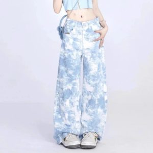 Sky Wash Wide-Leg Jeans: Y2K Fashion Essential for Effortless Style