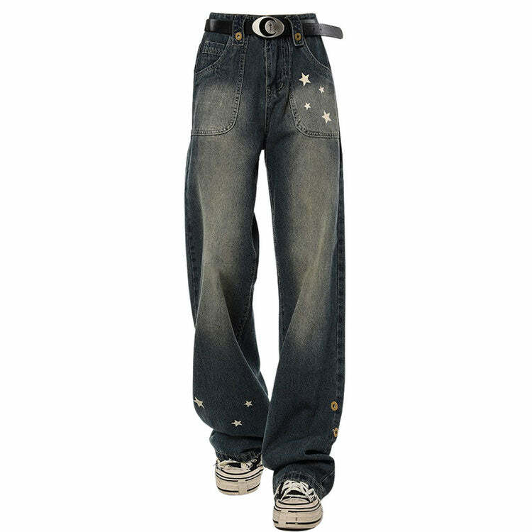 Star Child Y2K Wide Leg Jeans: Trendy 90s Fashion for Effortless Style