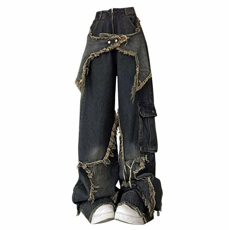 Star Girl Y2K Wide Leg Jeans - Trendy 90s Fashion for Effortless Style