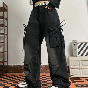 Star Patch Cargo Jeans: Y2K Fashion Meets 90s Grunge Aesthetic Style