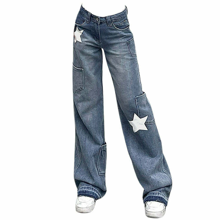 Star Print Y2K Fashion Baggy Jeans for a Trendy Summer Look