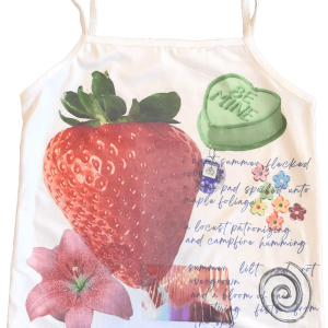 Strawberry Dreams Y2K Aesthetic Collage Top for Trendy Summer Outfits