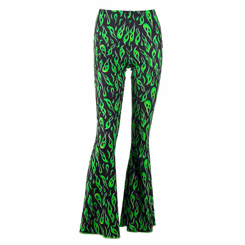 Toxic Flame Y2K Flared Pants: Trendy Grunge Style for Summer Outfits