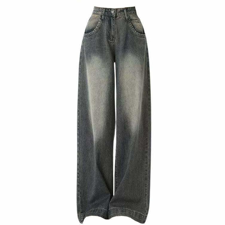 Trendy Black Washed Out Baggy Jeans for Y2K and 90s Fashion Lovers