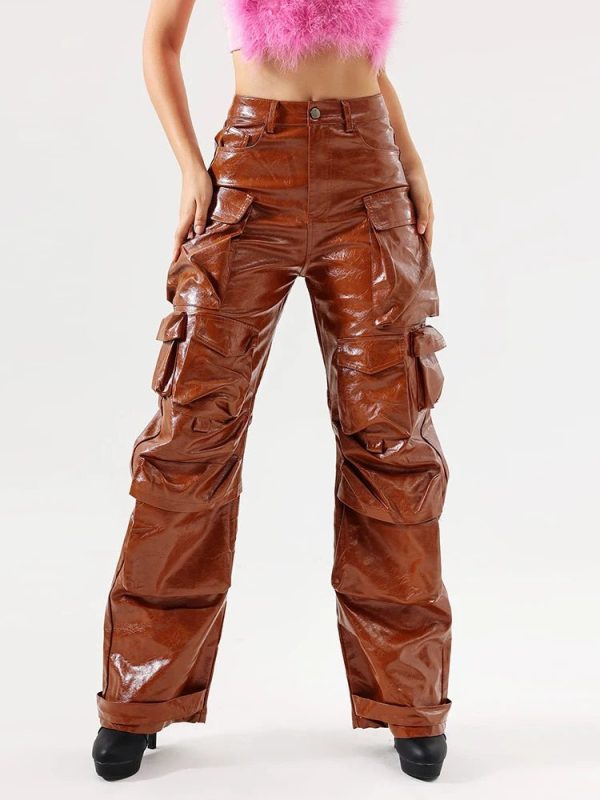 Trendy Bronze Blaze Cargo Pants for Y2K Fashion & Grunge Aesthetic