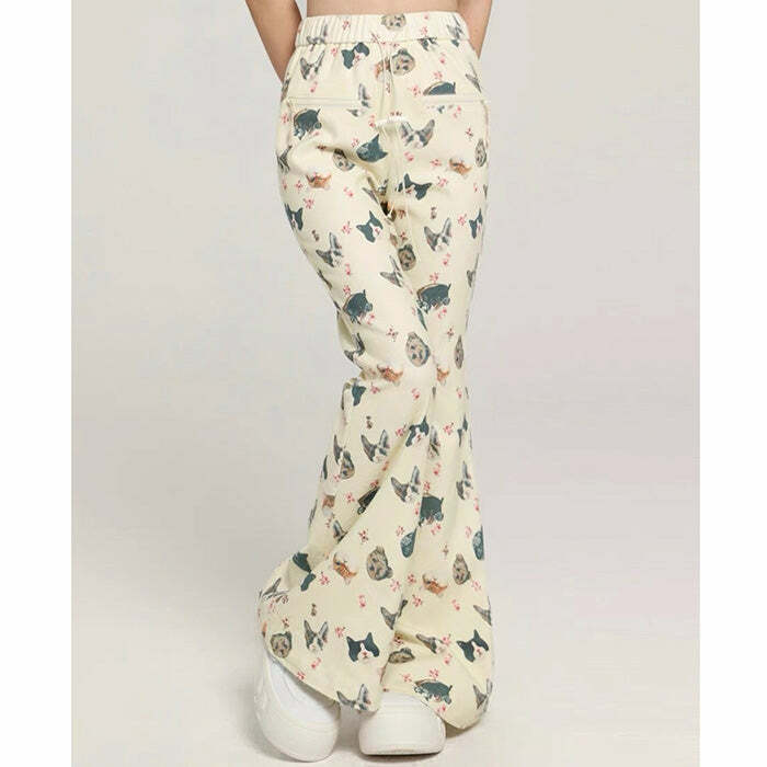 Trendy Cat Print Cargo Pants for Y2K Fashion Lovers