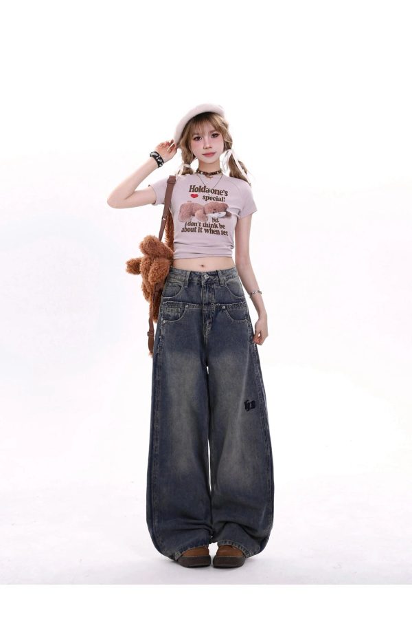 Trendy Extreme Wide-Leg Baggy Jeans for Y2K and 90s Fashion Lovers