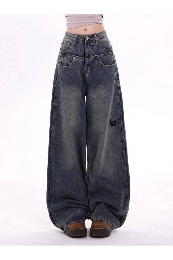 Trendy Extreme Wide-Leg Baggy Jeans for Y2K and 90s Fashion Lovers