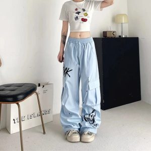 Trendy Graffiti Street Cargo Pants for Y2K and 90s Fashion Lovers